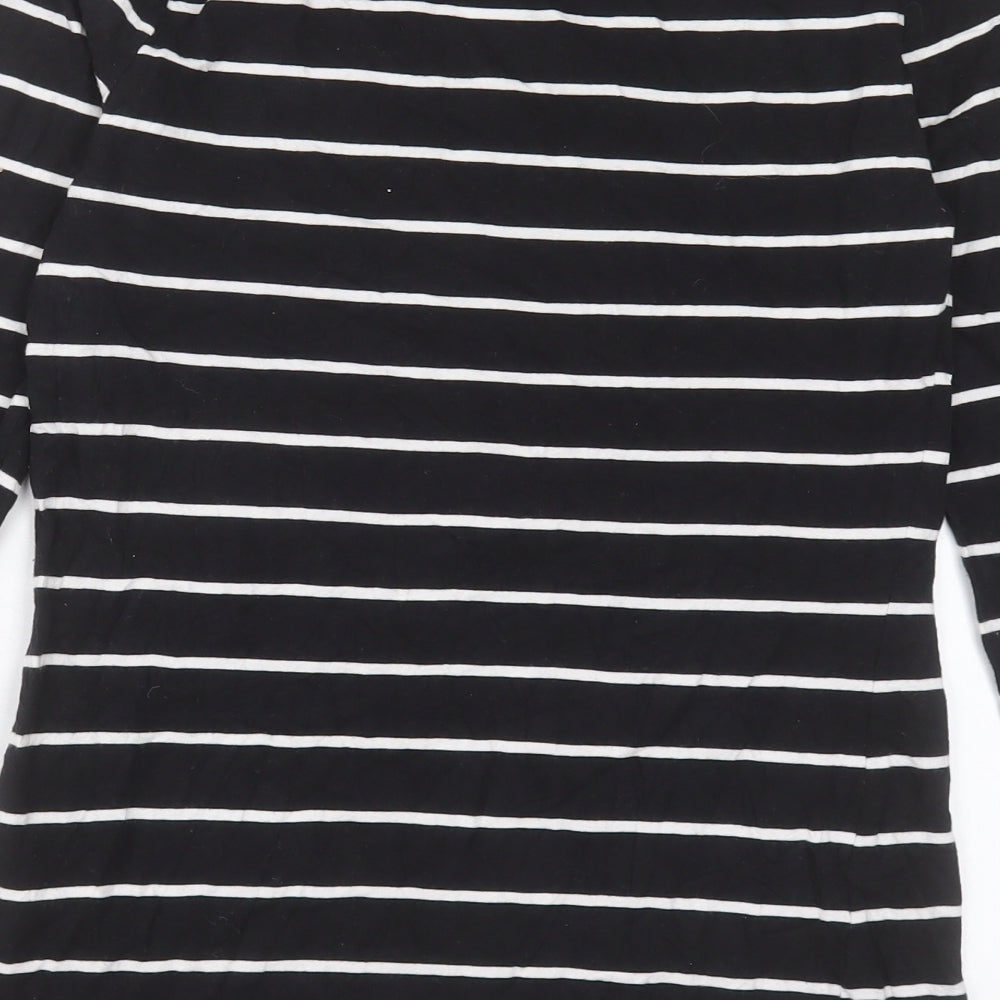 Atmosphere Womens Black Striped Cotton Basic T-Shirt Size 14 Scoop Neck