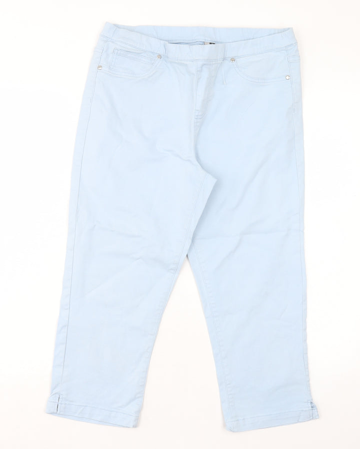 INTUITION Womens Blue Cotton Cropped Jeans Size 14 L20 in Regular