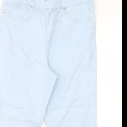 INTUITION Womens Blue Cotton Cropped Jeans Size 14 L20 in Regular