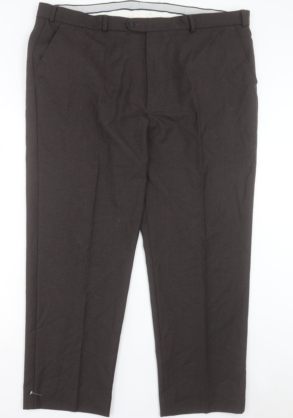 Gurteen Mens Brown Wool Trousers Size 42 in L30 in Regular Button