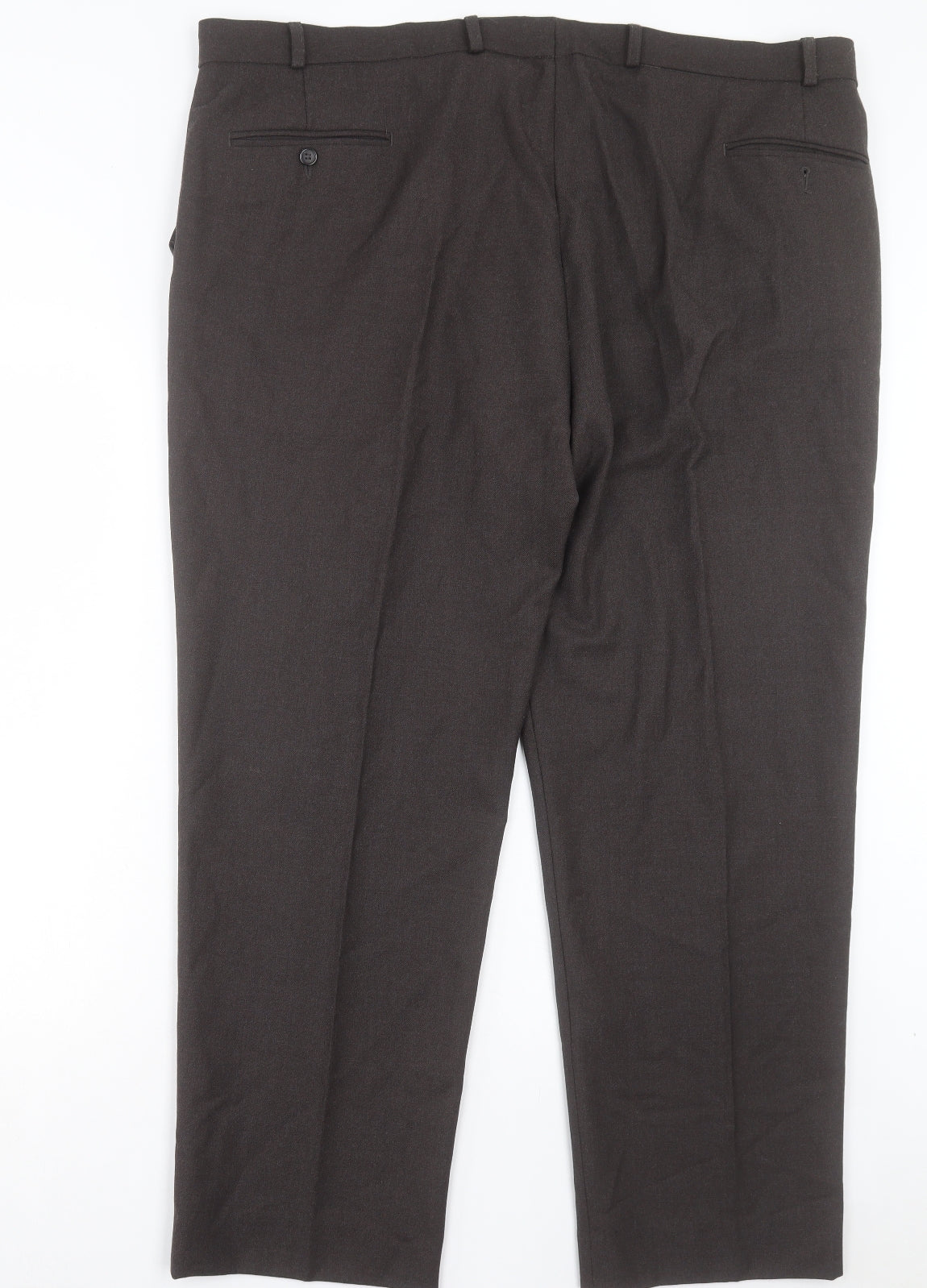 Gurteen Mens Brown Wool Trousers Size 42 in L30 in Regular Button