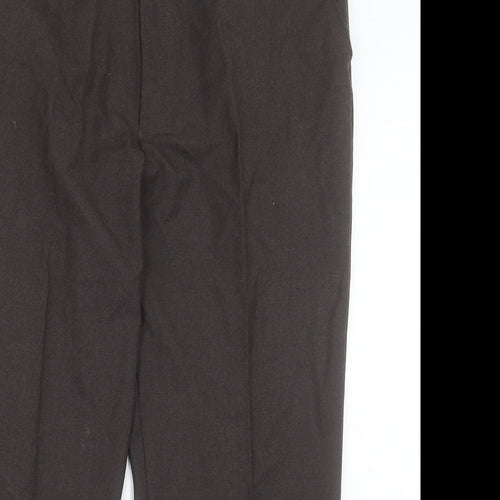 Gurteen Mens Brown Wool Trousers Size 42 in L30 in Regular Button