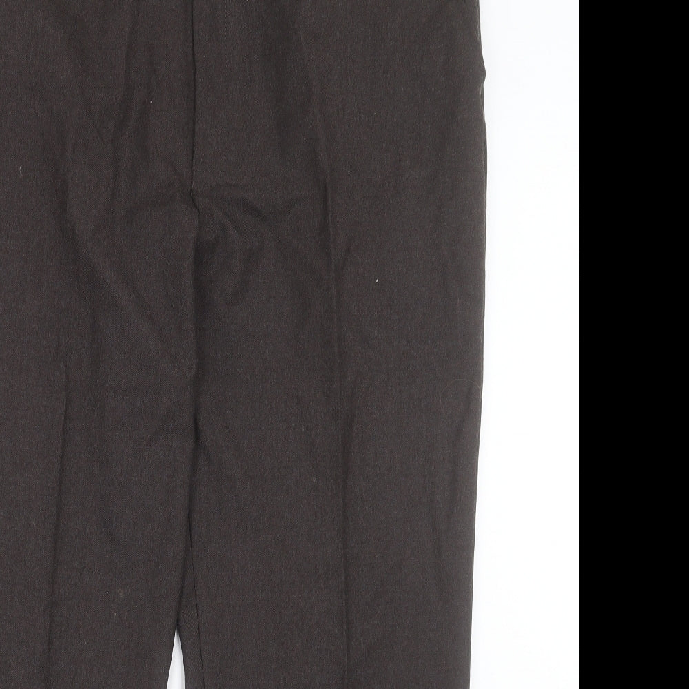 Gurteen Mens Brown Wool Trousers Size 42 in L30 in Regular Button