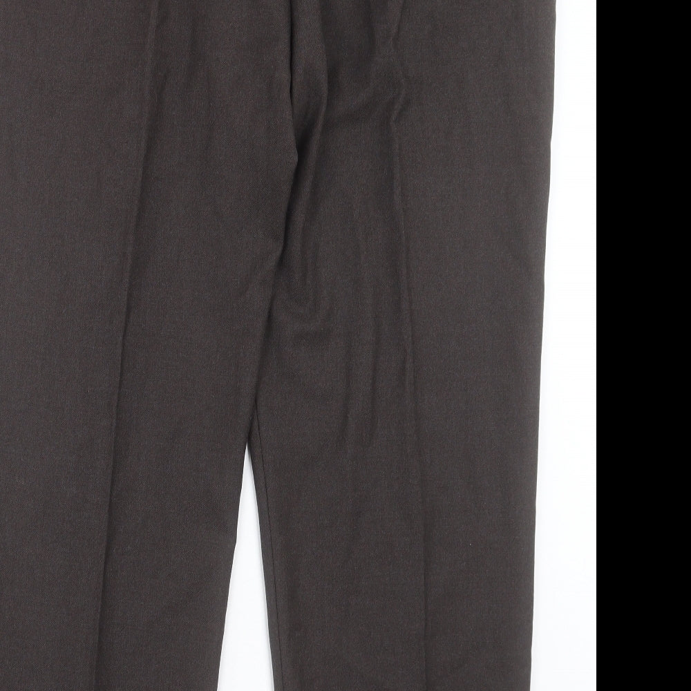 Gurteen Mens Brown Wool Trousers Size 42 in L30 in Regular Button