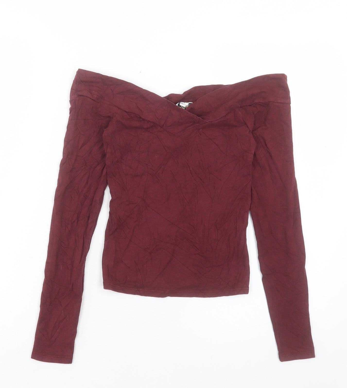Miss Selfridge Womens Red Cotton Basic T-Shirt Size 6 Boat Neck