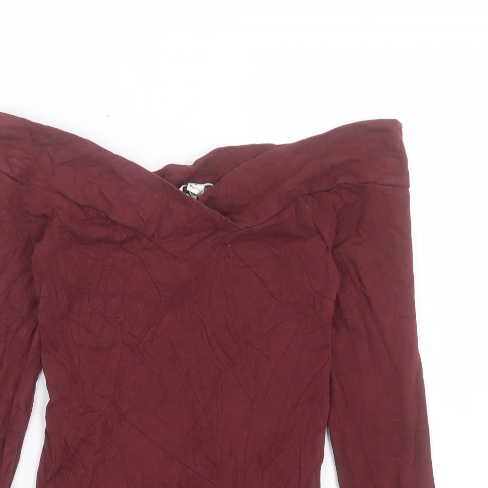 Miss Selfridge Womens Red Cotton Basic T-Shirt Size 6 Boat Neck
