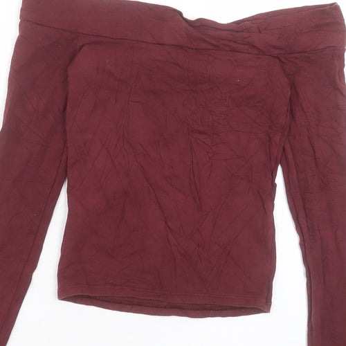 Miss Selfridge Womens Red Cotton Basic T-Shirt Size 6 Boat Neck