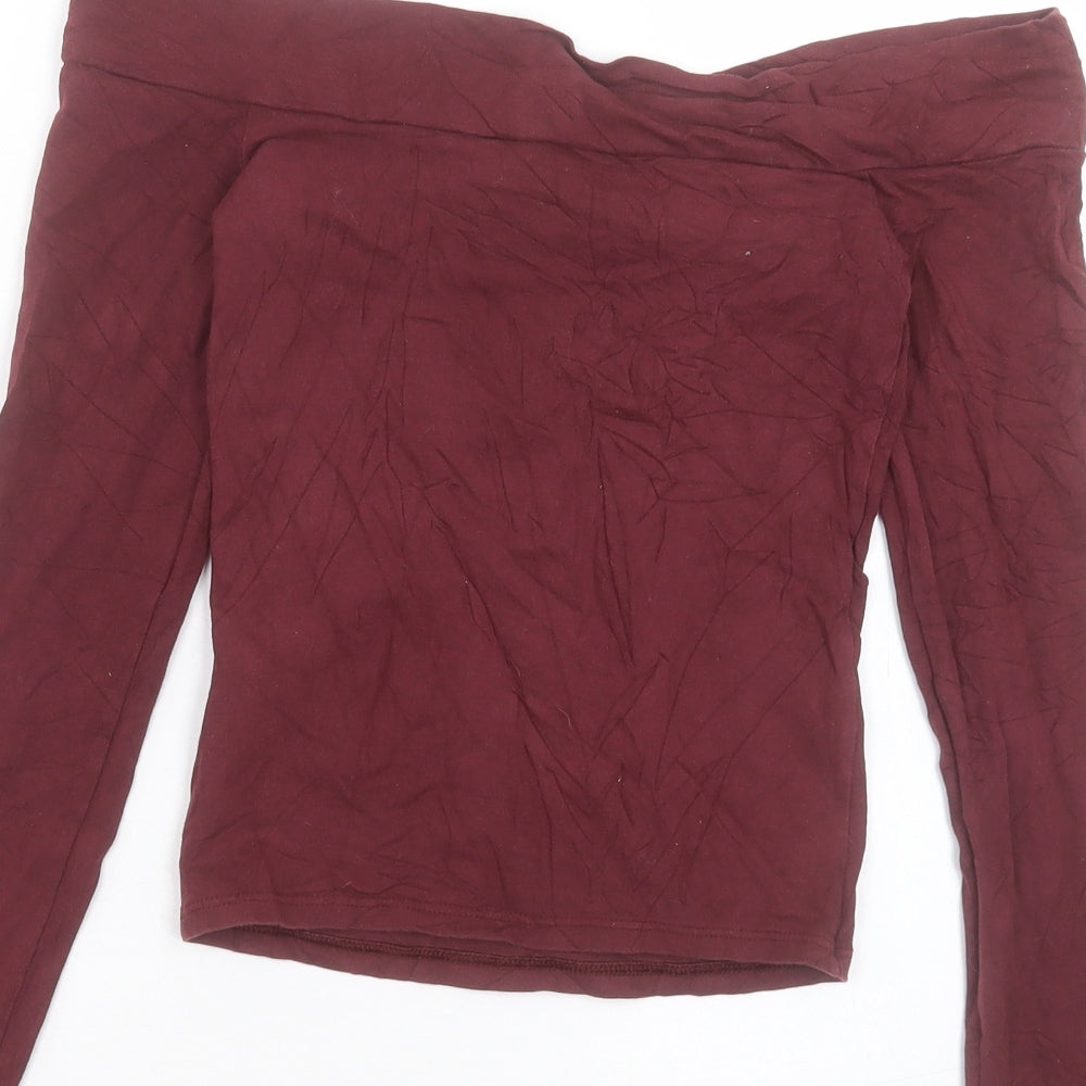 Miss Selfridge Womens Red Cotton Basic T-Shirt Size 6 Boat Neck