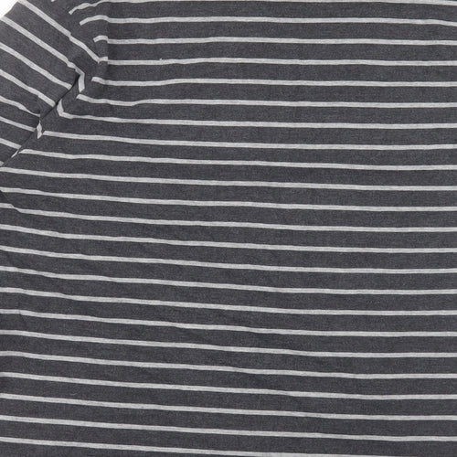 TU Mens Grey Striped Cotton T-Shirt Size L Crew Neck