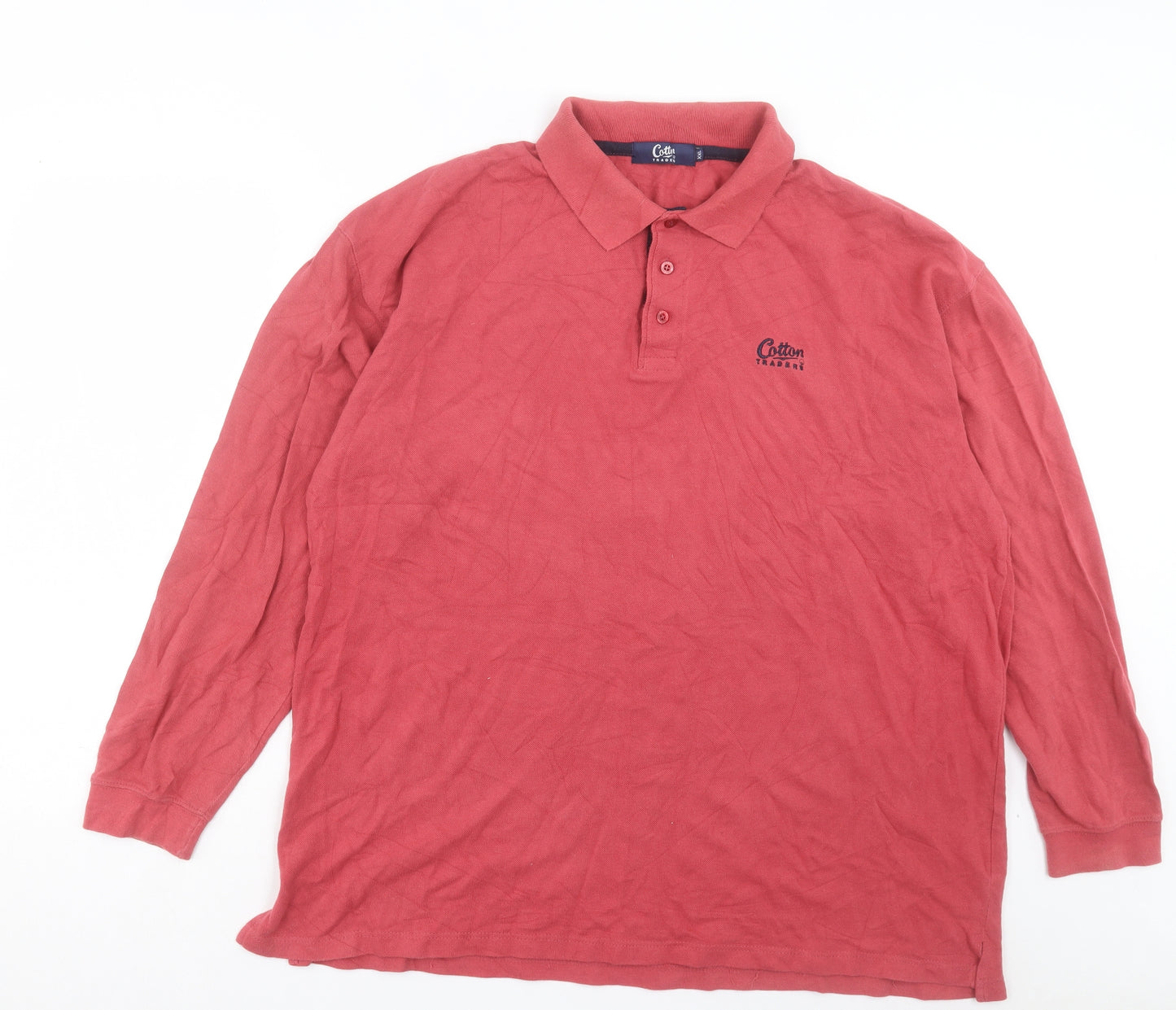Cotton Traders Mens Pink Cotton Polo Size 2XL Collared Button