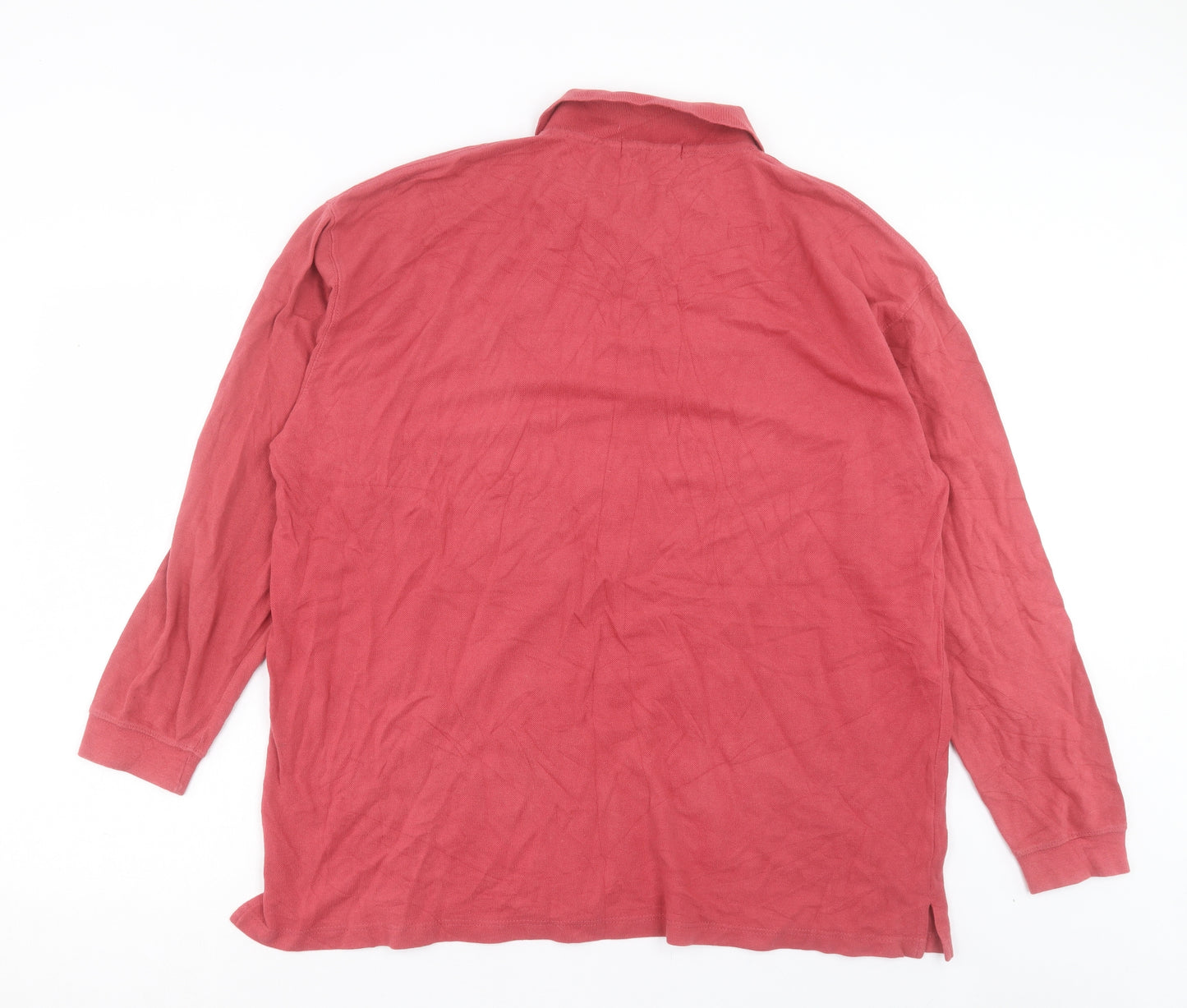 Cotton Traders Mens Pink Cotton Polo Size 2XL Collared Button