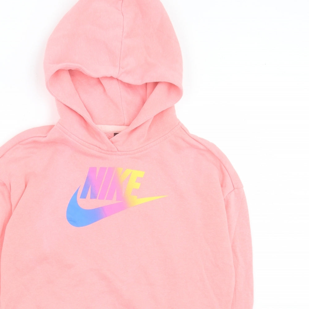 Nike Girls Pink Cotton Pullover Hoodie Size 13-14 Years Pullover
