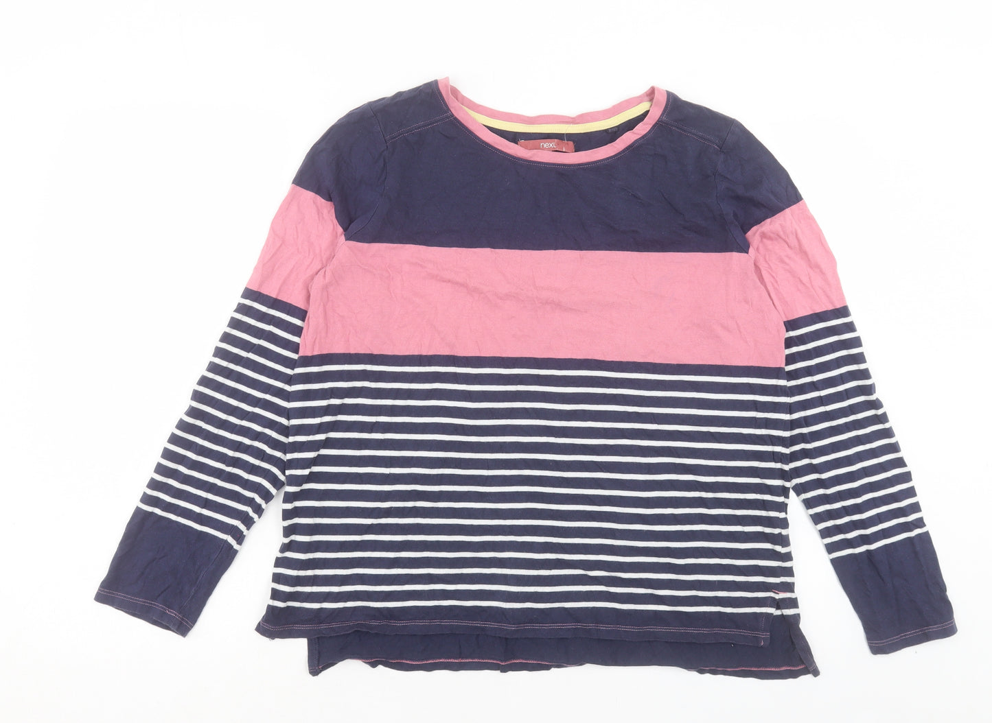 NEXT Womens Blue Striped Cotton Basic T-Shirt Size 16 Boat Neck