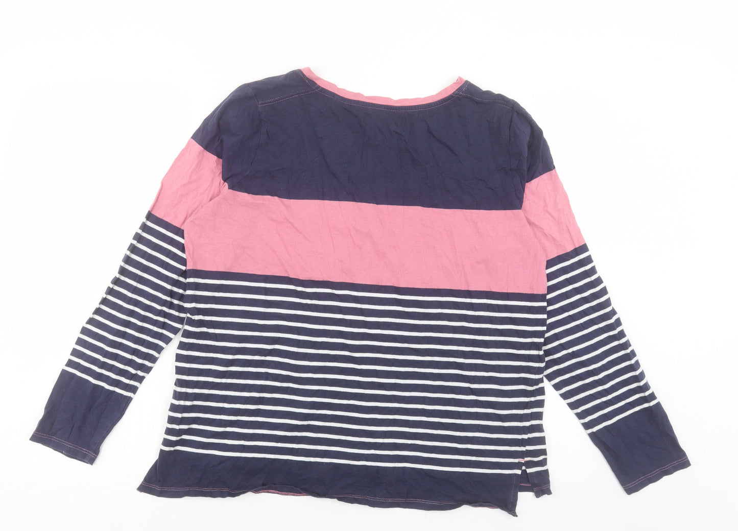 NEXT Womens Blue Striped Cotton Basic T-Shirt Size 16 Boat Neck