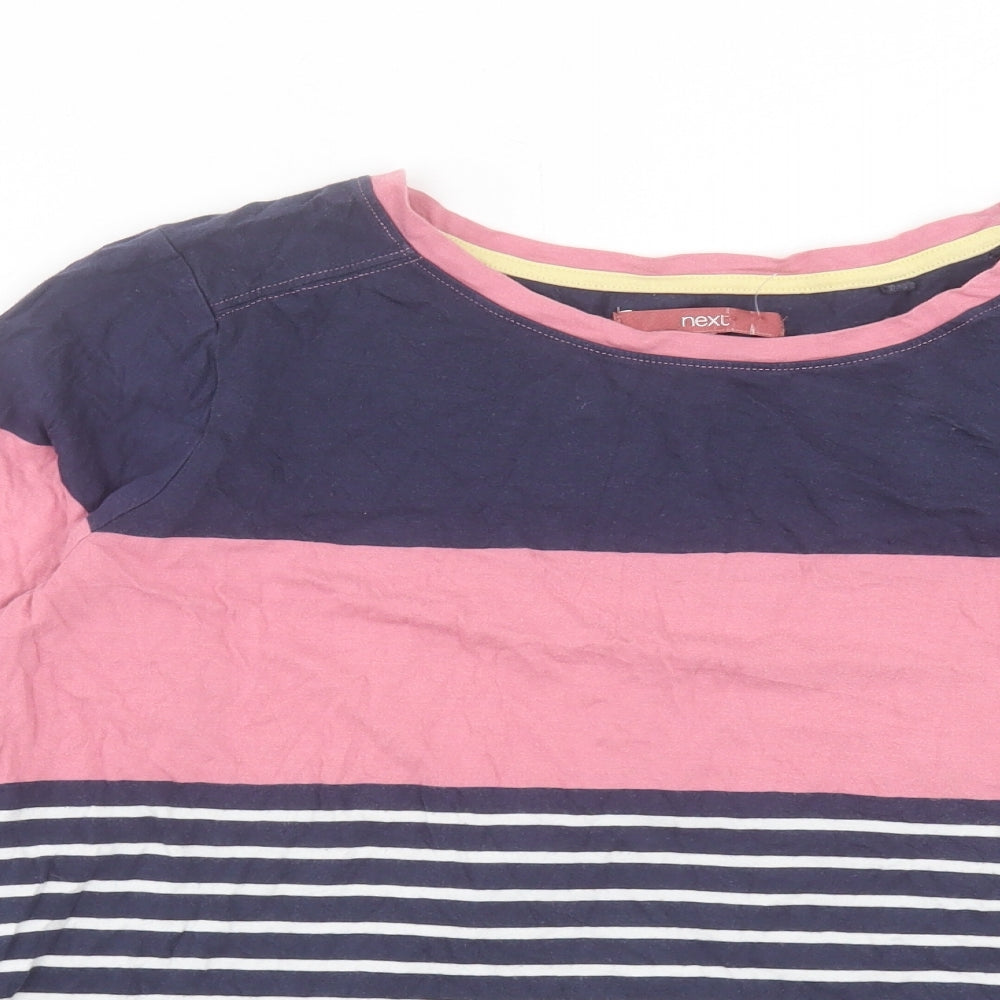 NEXT Womens Blue Striped Cotton Basic T-Shirt Size 16 Boat Neck