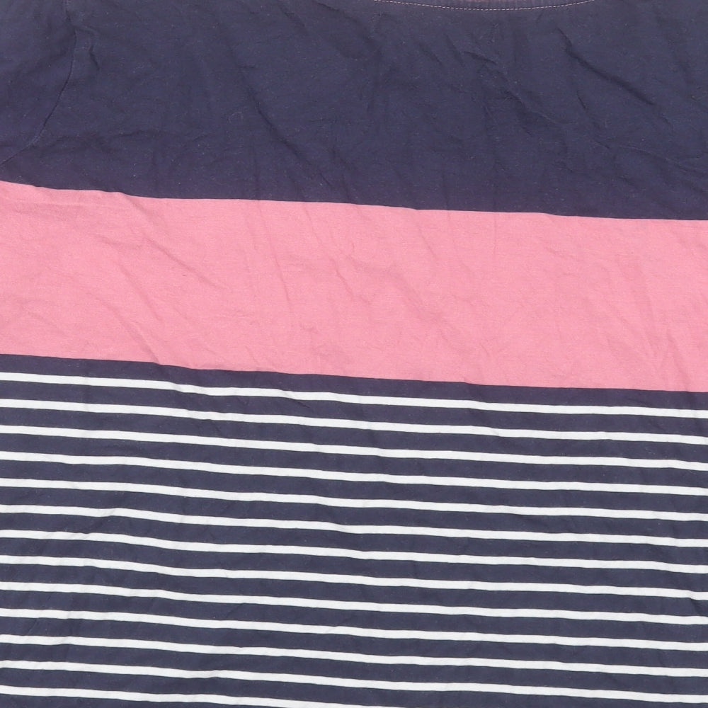 NEXT Womens Blue Striped Cotton Basic T-Shirt Size 16 Boat Neck
