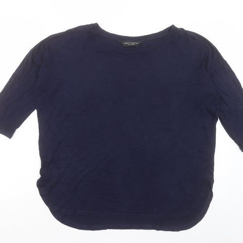 Dorothy Perkins Womens Blue Viscose Basic T-Shirt Size 12 Boat Neck