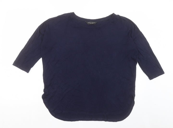 Dorothy Perkins Womens Blue Viscose Basic T-Shirt Size 12 Boat Neck