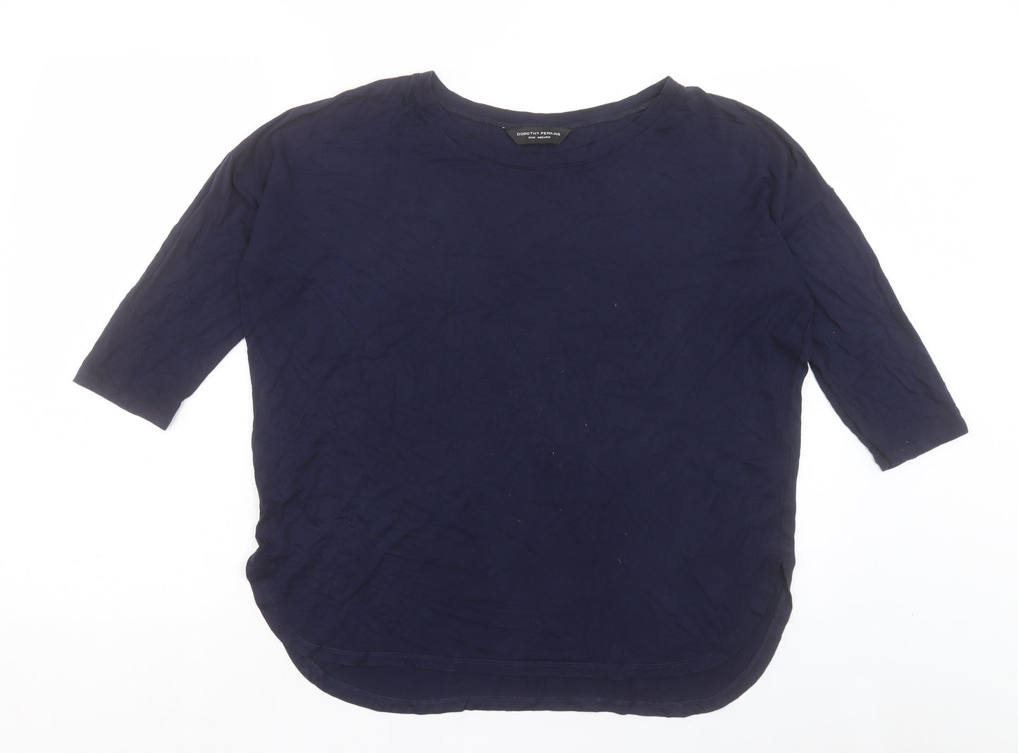 Dorothy Perkins Womens Blue Viscose Basic T-Shirt Size 12 Boat Neck