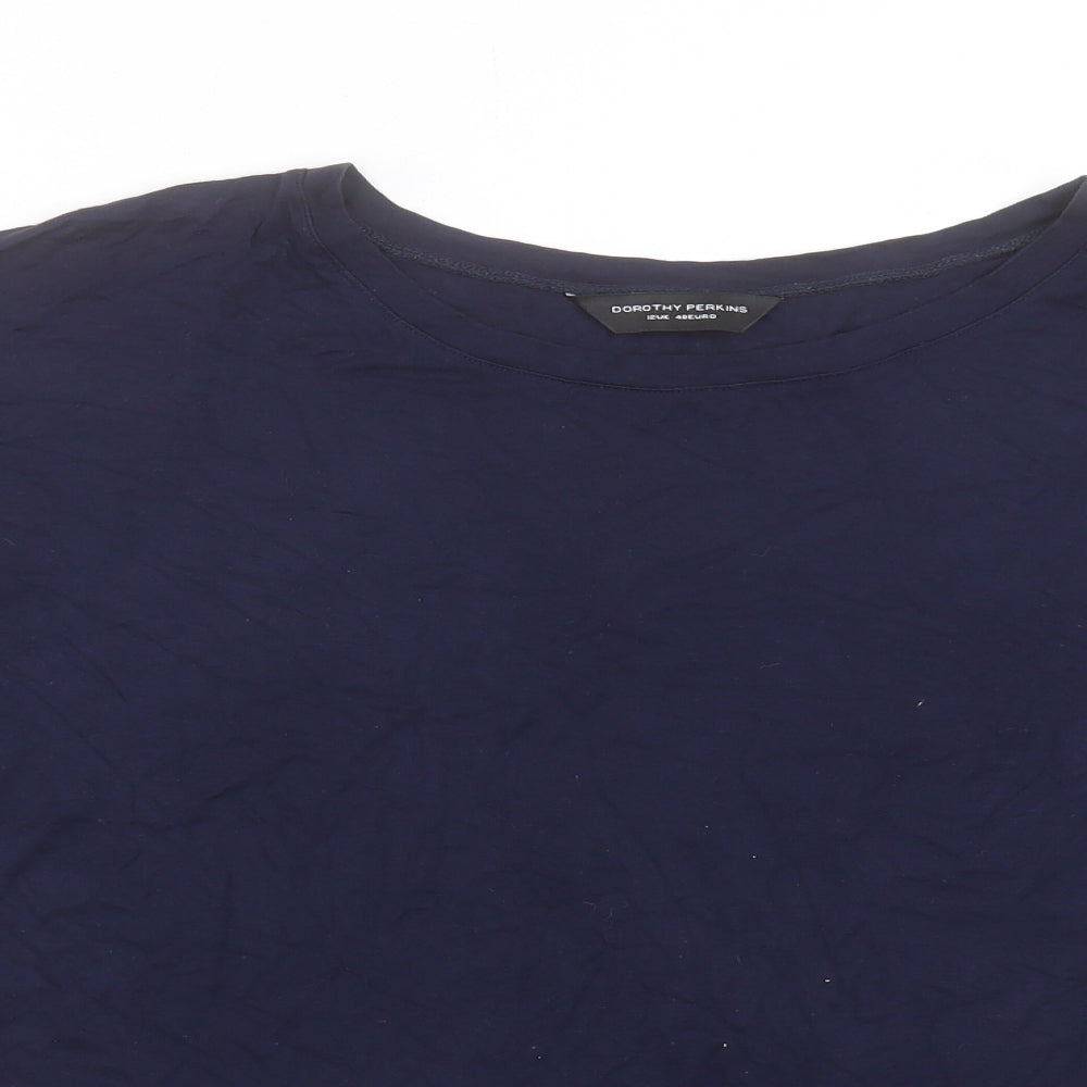Dorothy Perkins Womens Blue Viscose Basic T-Shirt Size 12 Boat Neck