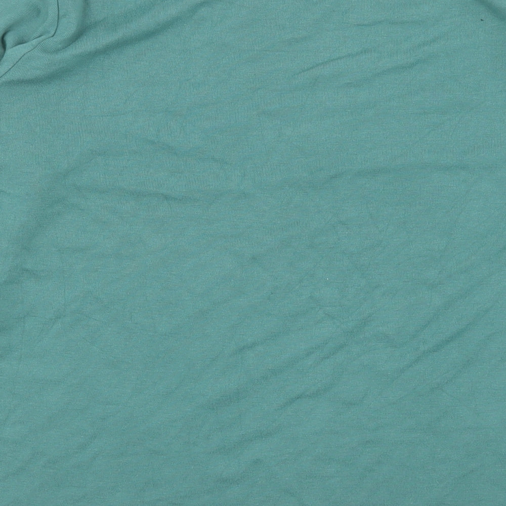 Bonmarch Womens Green Floral Cotton Basic T-Shirt Size L Crew Neck