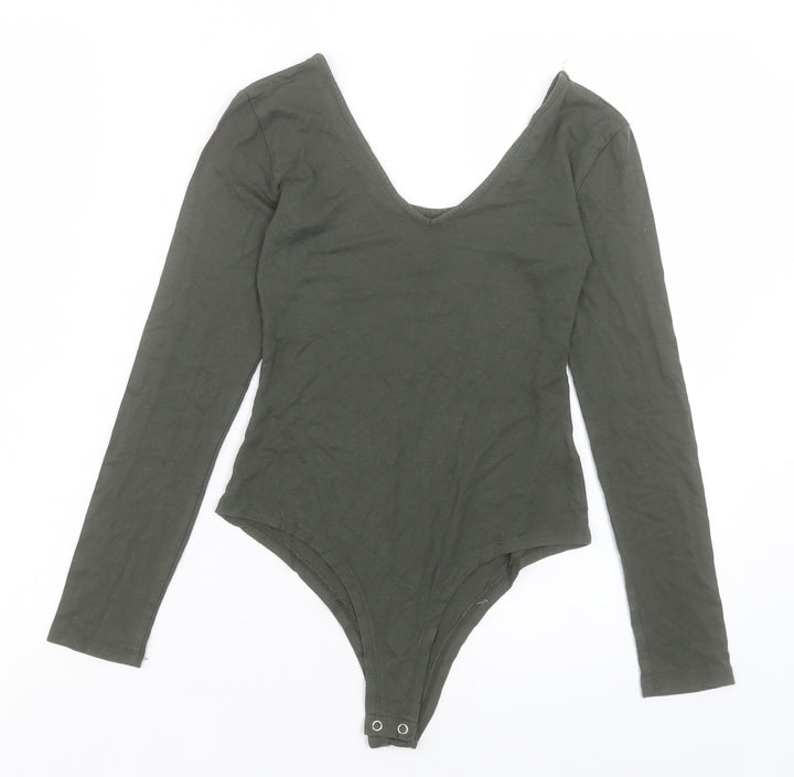 Select Womens Green Viscose Bodysuit One-Piece Size 8 Snap