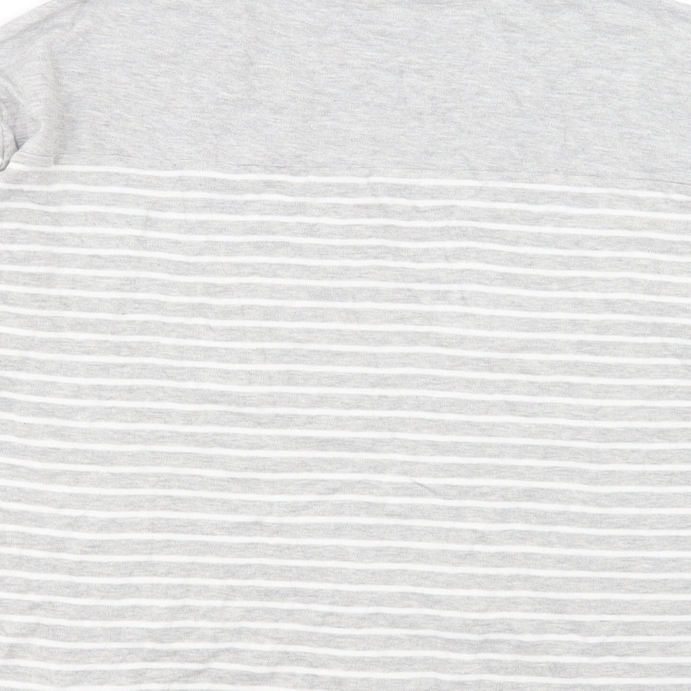 TU Womens Grey Striped Cotton Basic T-Shirt Size 12 Boat Neck