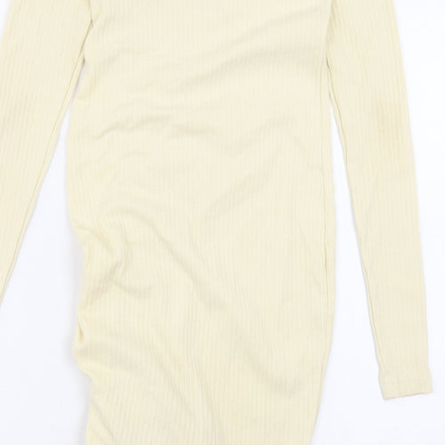 PRETTYLITTLETHING Womens Ivory Polyester Bodycon Size 6 Square Neck Pullover
