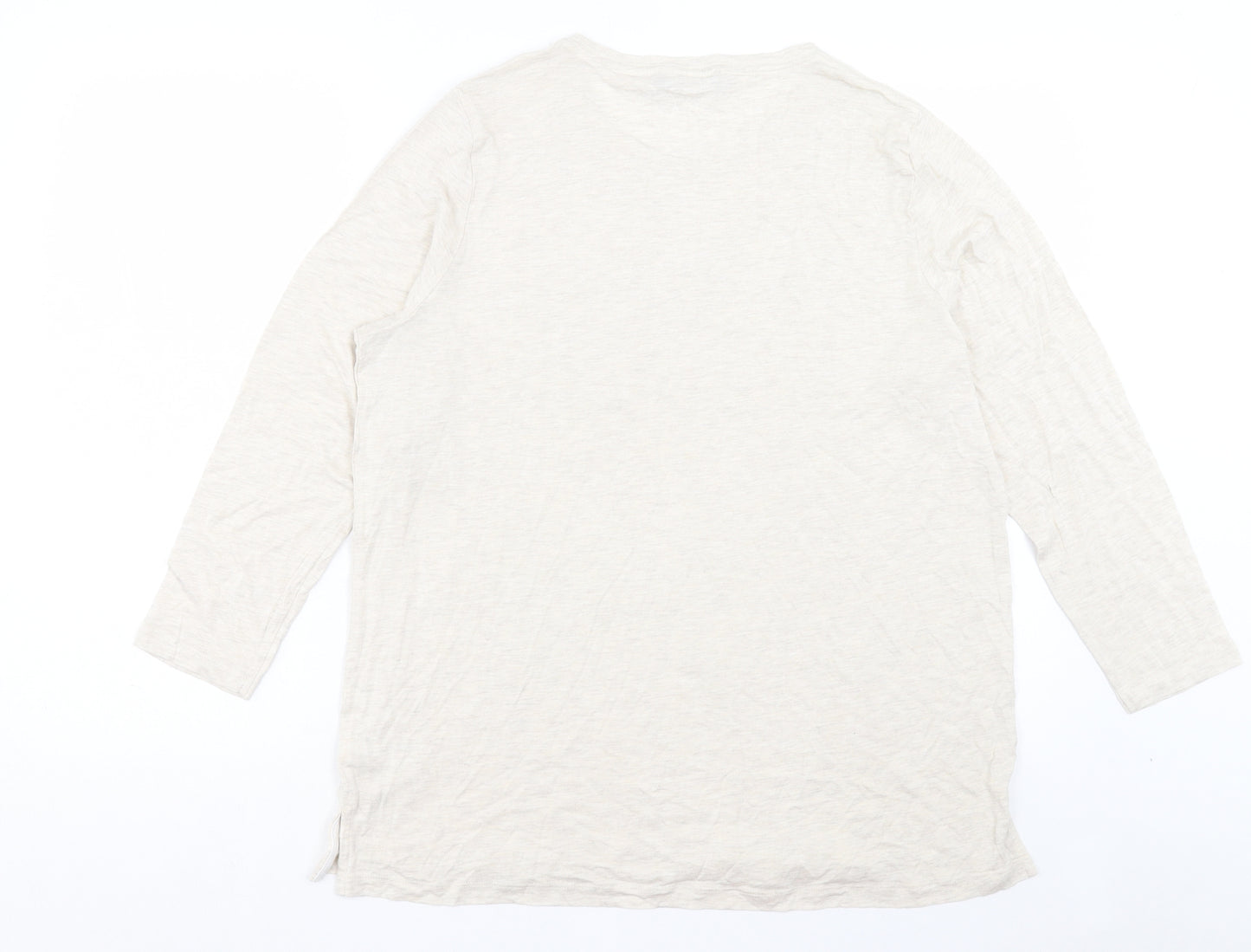 Marks and Spencer Womens Ivory Cotton Basic T-Shirt Size 18 Crew Neck - Pocket Detail