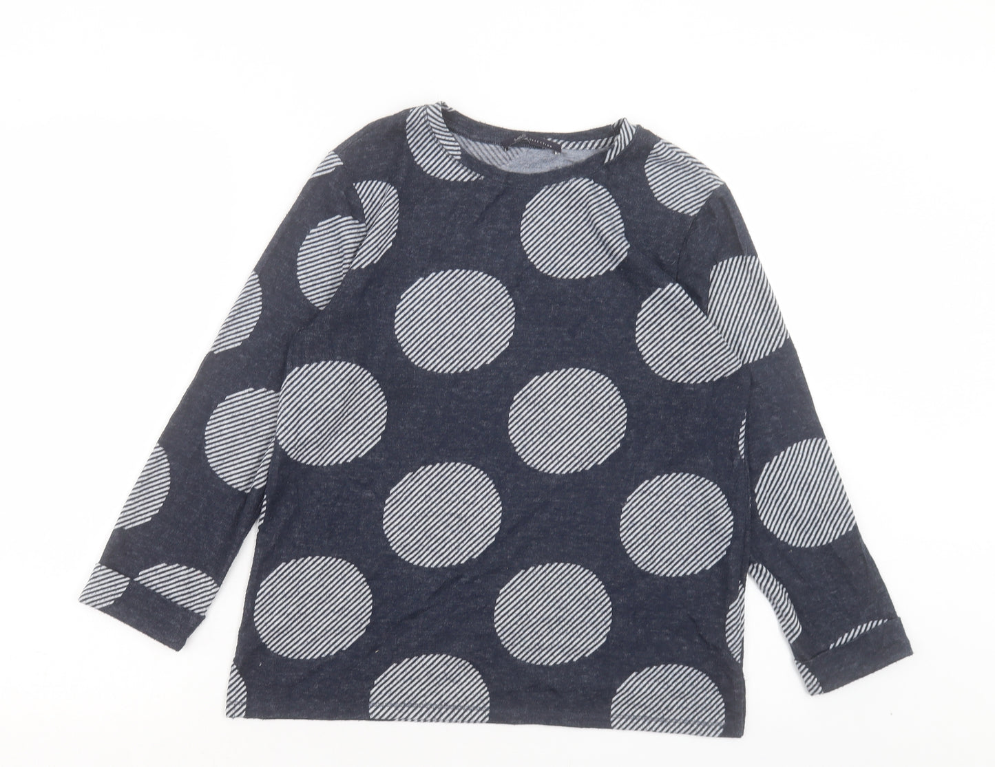 Marks and Spencer Womens Blue Crew Neck Polka Dot Polyester Pullover Jumper Size 10