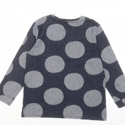 Marks and Spencer Womens Blue Crew Neck Polka Dot Polyester Pullover Jumper Size 10