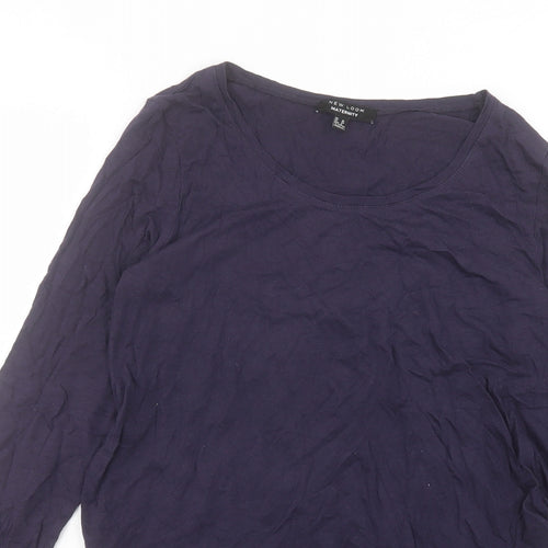 New Look Womens Blue Cotton Basic T-Shirt Size 10 Crew Neck