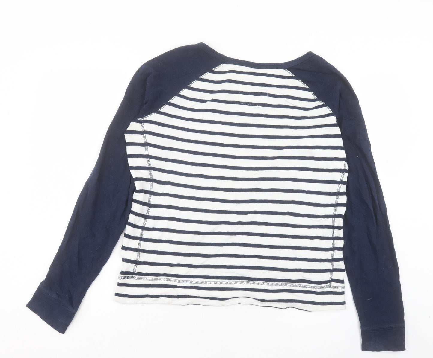 NEXT Womens Blue Striped Cotton Basic T-Shirt Size 12 Boat Neck