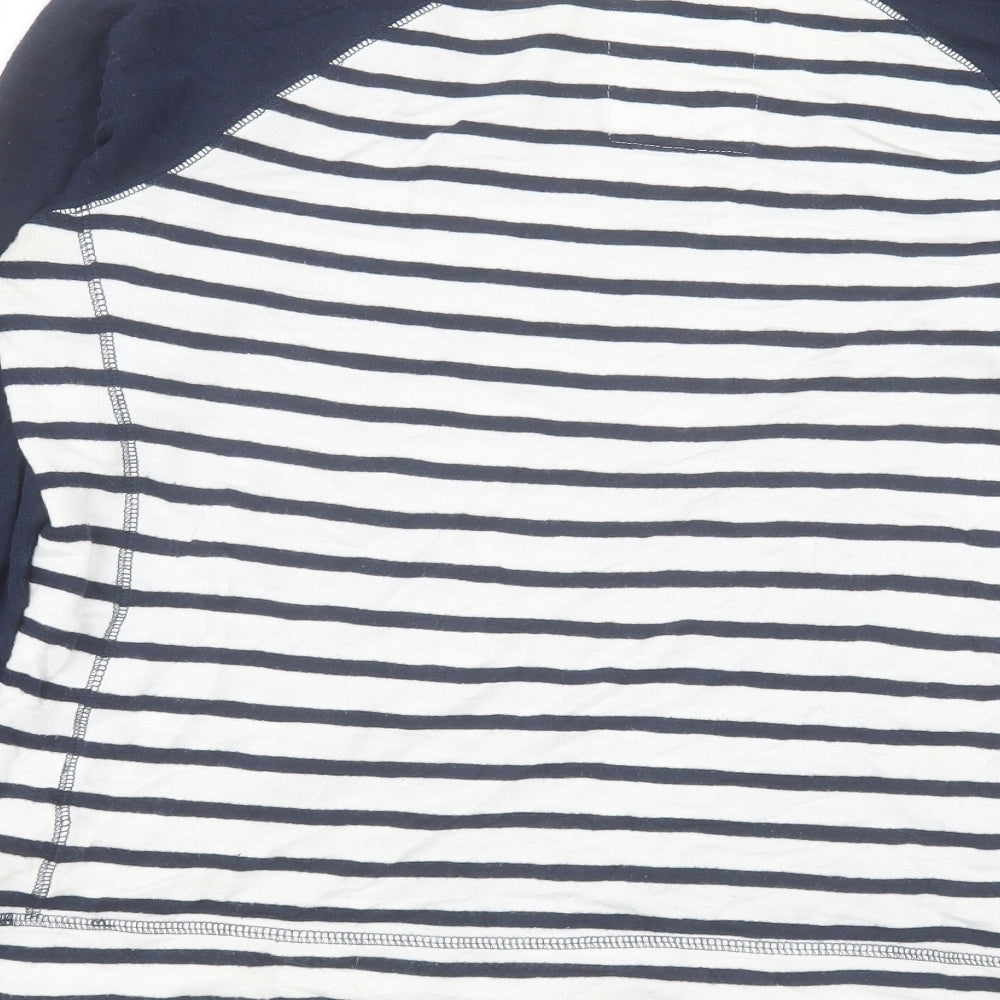 NEXT Womens Blue Striped Cotton Basic T-Shirt Size 12 Boat Neck