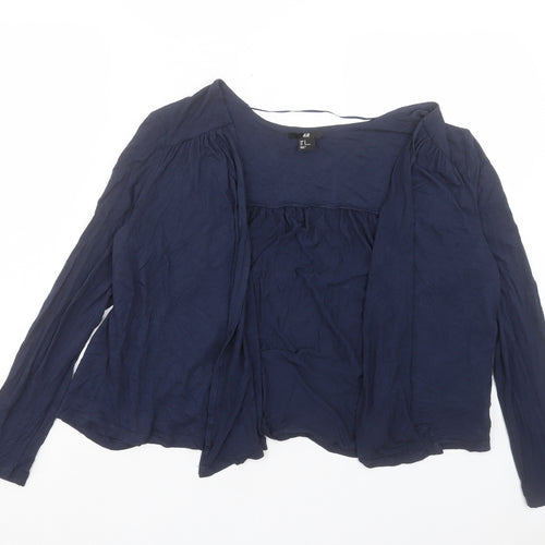 H&M Womens Blue V-Neck Viscose Cardigan Jumper Size M