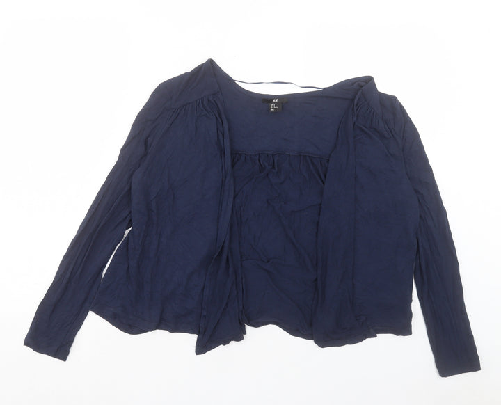 H&M Womens Blue V-Neck Viscose Cardigan Jumper Size M