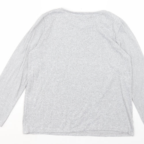 Bonmarché Womens Grey Polyester Basic T-Shirt Size 14 Crew Neck