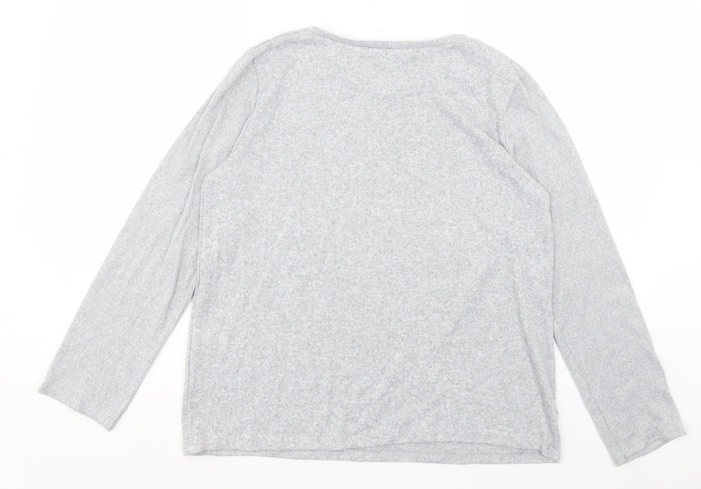 Bonmarché Womens Grey Polyester Basic T-Shirt Size 14 Crew Neck