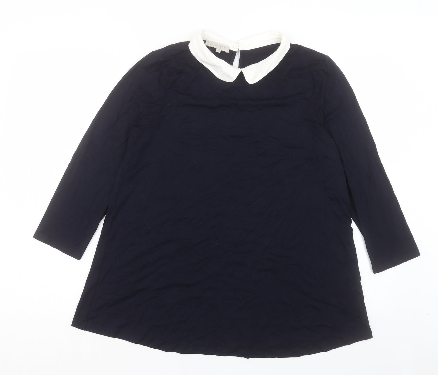 Hobbs Womens Blue Viscose Basic T-Shirt Size M Collared