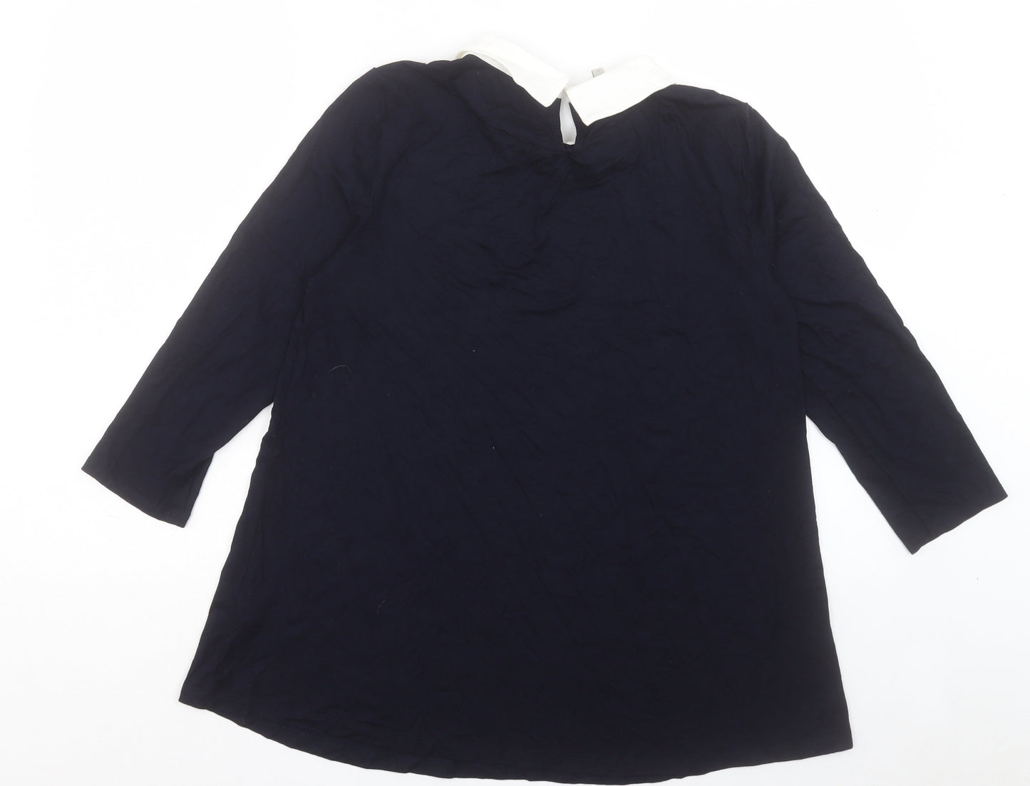 Hobbs Womens Blue Viscose Basic T-Shirt Size M Collared