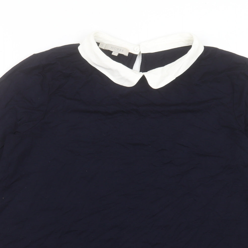 Hobbs Womens Blue Viscose Basic T-Shirt Size M Collared