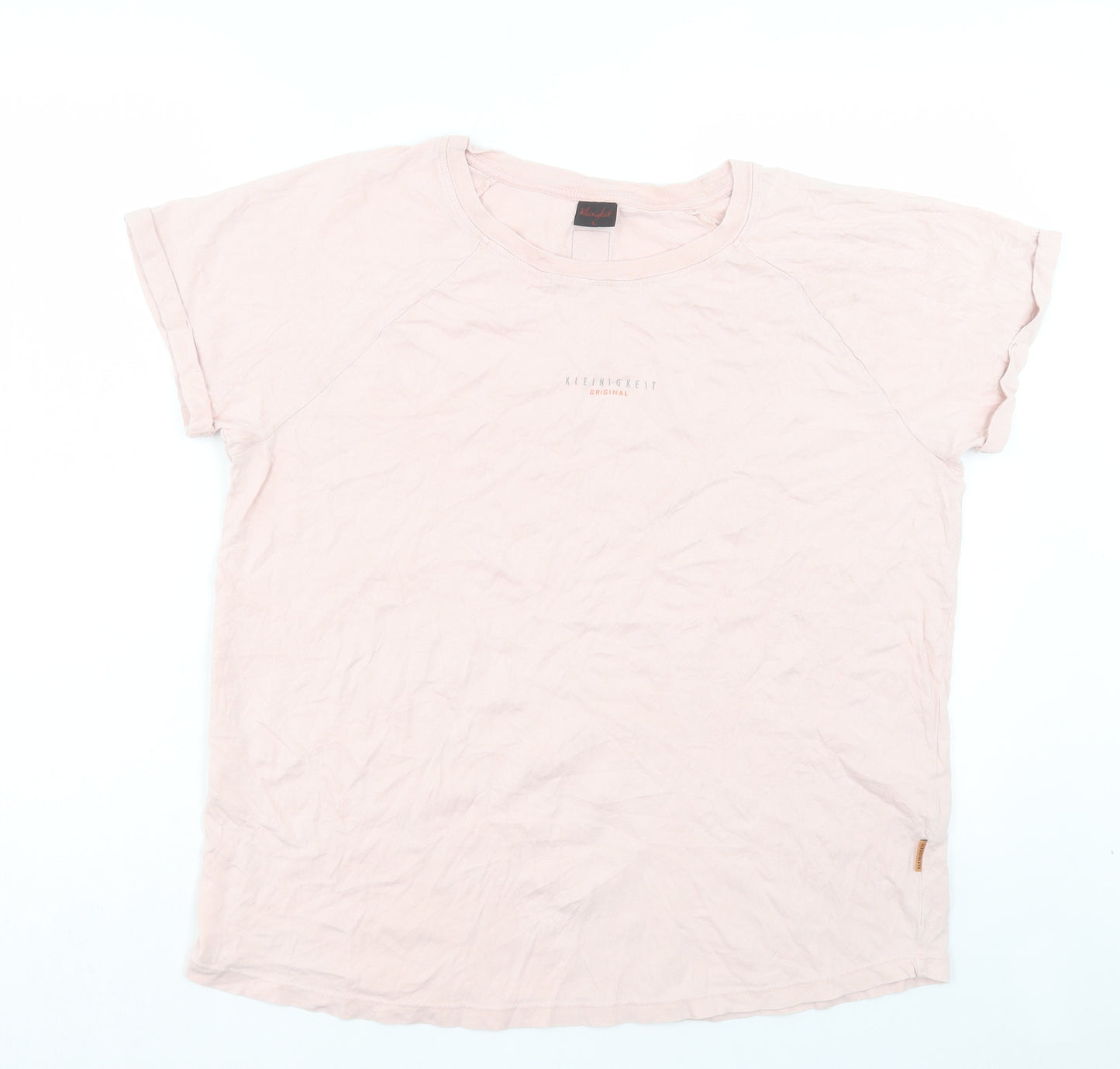 KLEINIGKEIT Womens Pink Cotton Basic T-Shirt Size L Crew Neck