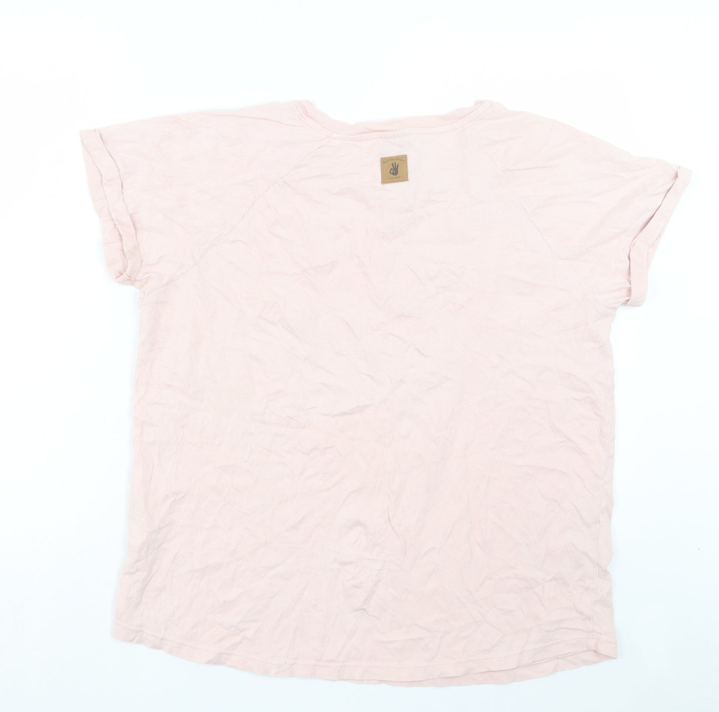 KLEINIGKEIT Womens Pink Cotton Basic T-Shirt Size L Crew Neck