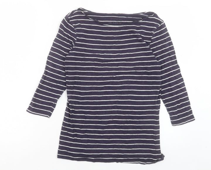 Atmosphere Womens Black Striped Polyester Basic T-Shirt Size 12 Boat Neck