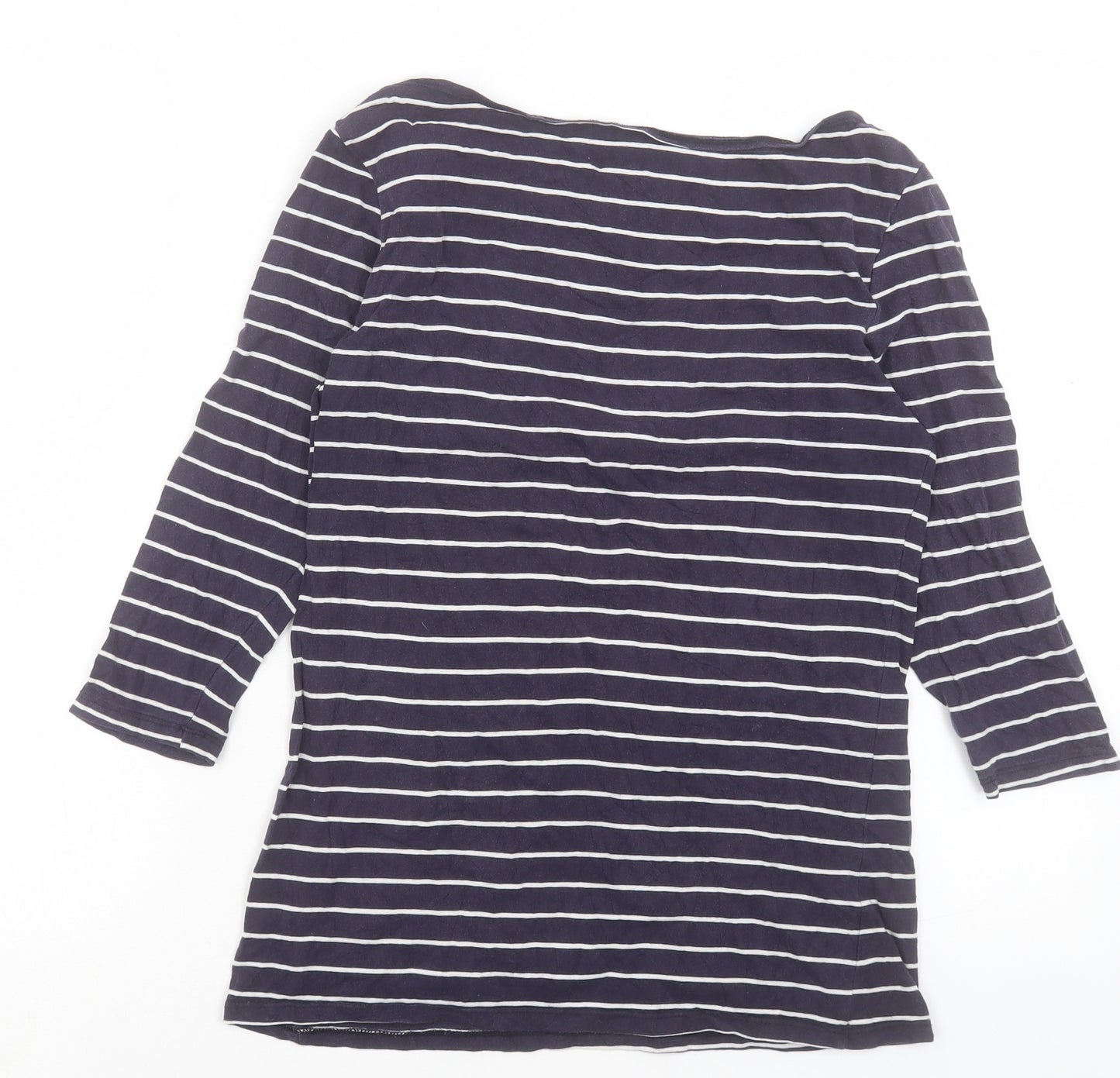 Atmosphere Womens Black Striped Polyester Basic T-Shirt Size 12 Boat Neck