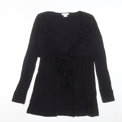 mamas & papas Womens Black Viscose Tunic Blouse Size 8 V-Neck