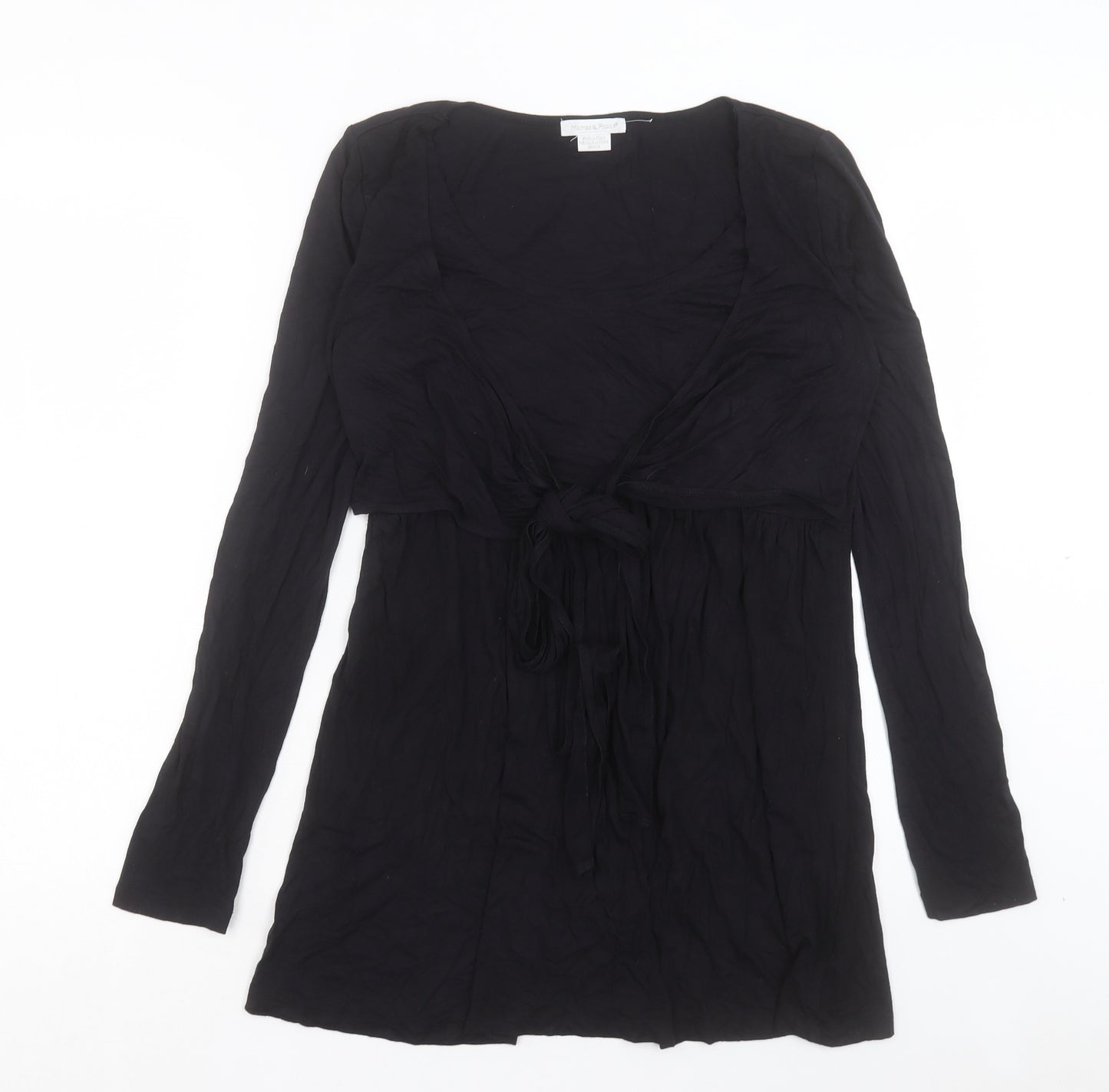mamas & papas Womens Black Viscose Tunic Blouse Size 8 V-Neck