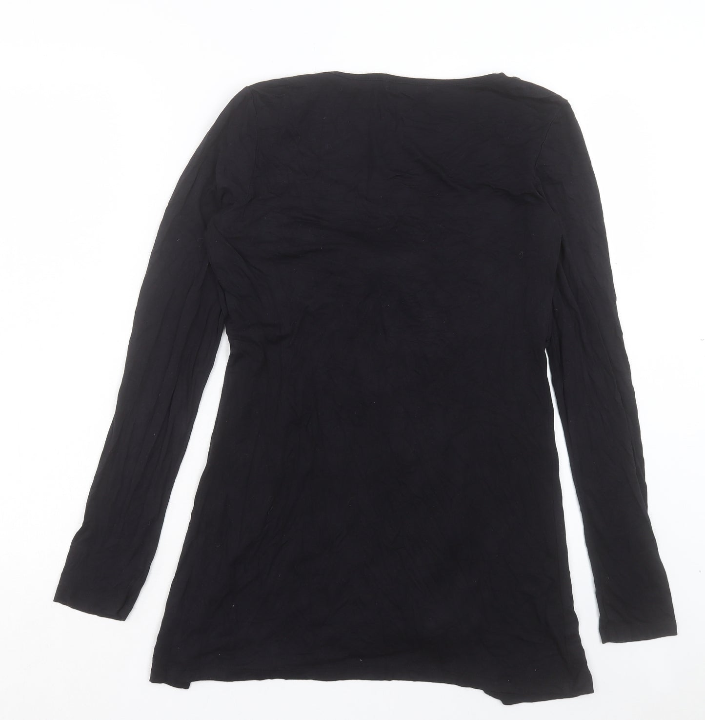 mamas & papas Womens Black Viscose Tunic Blouse Size 8 V-Neck