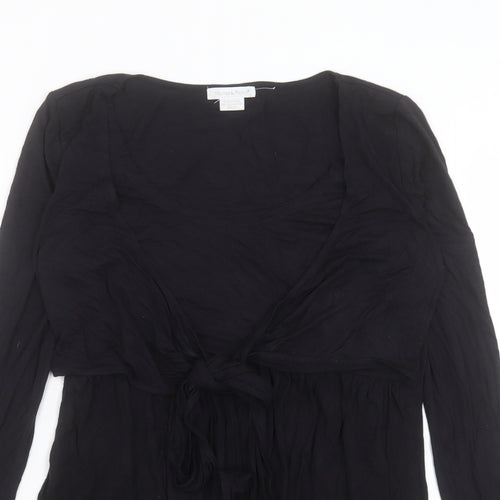 mamas & papas Womens Black Viscose Tunic Blouse Size 8 V-Neck