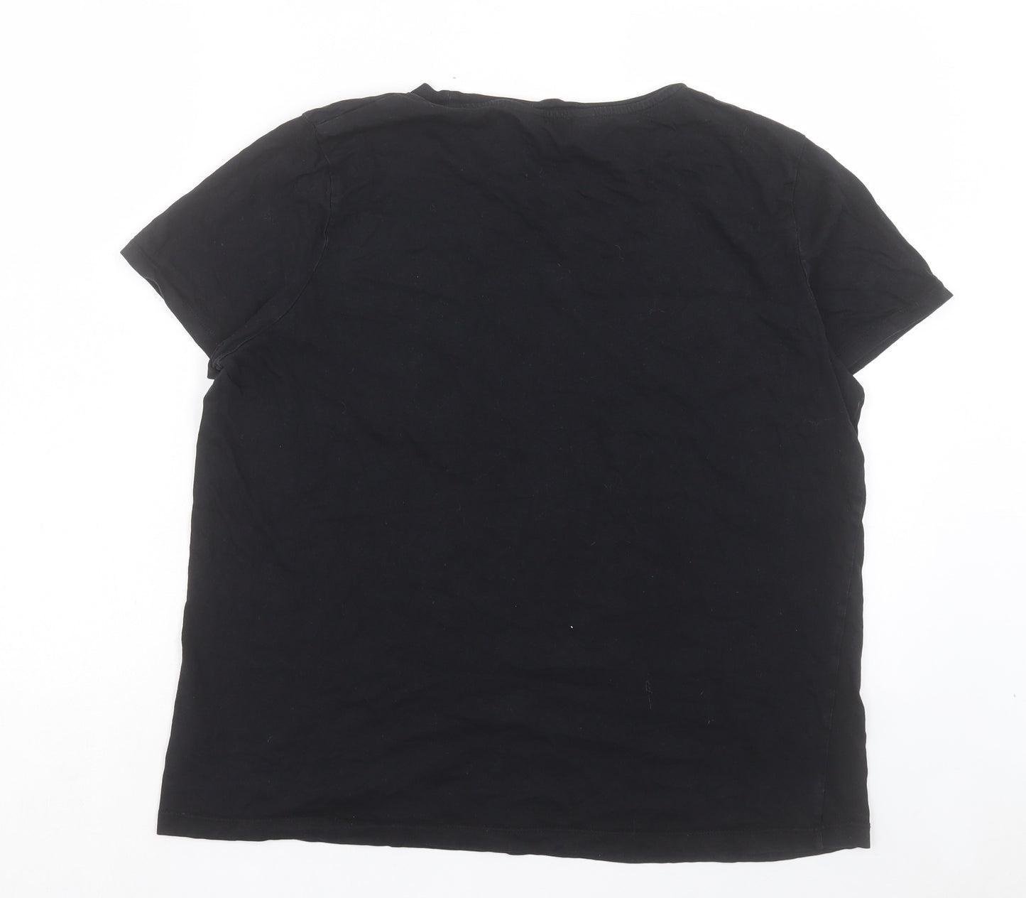 F&F Womens Black Cotton Basic T-Shirt Size 16 Crew Neck - Sunset Boulevard